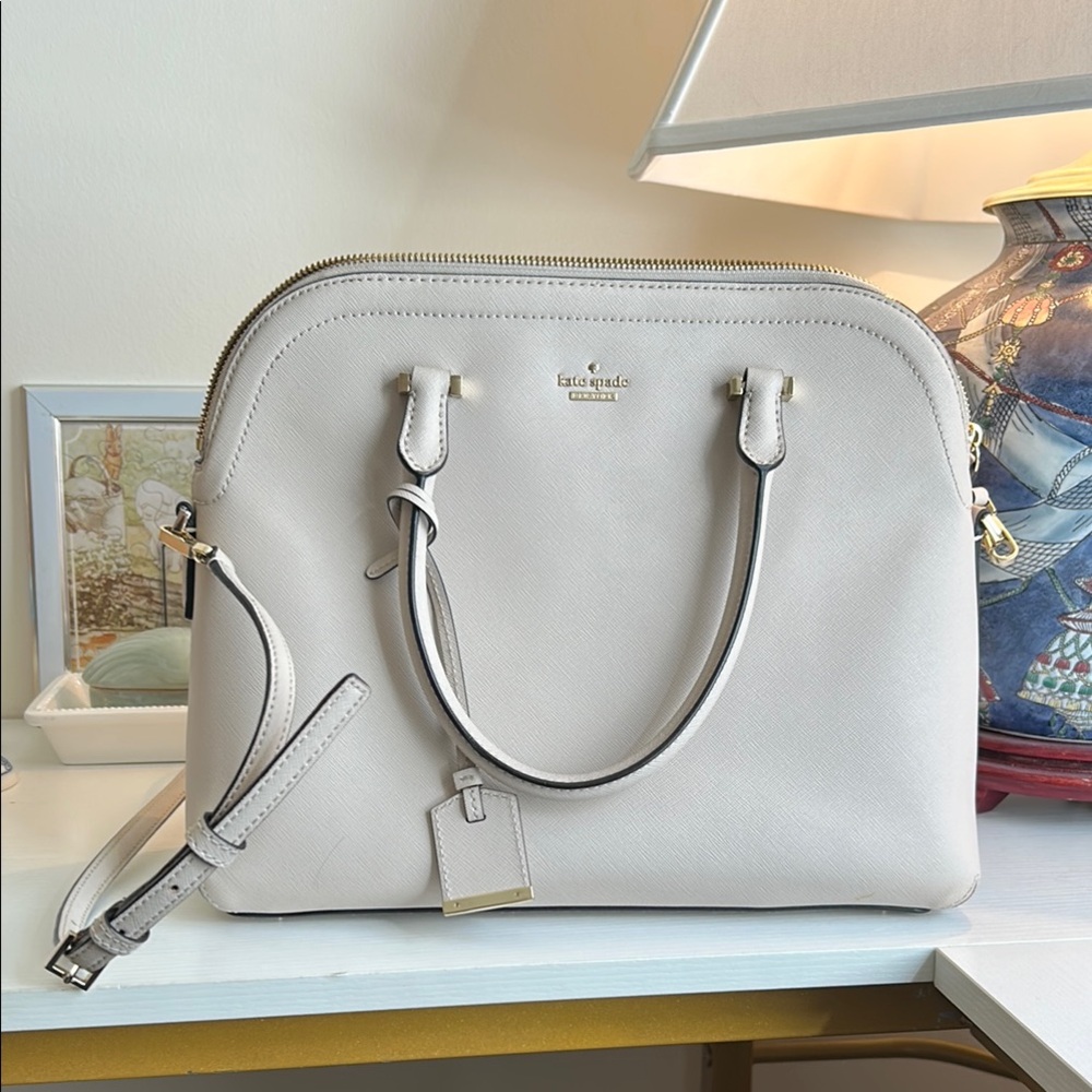 Kate Spade Cream Satchel with Structured Design